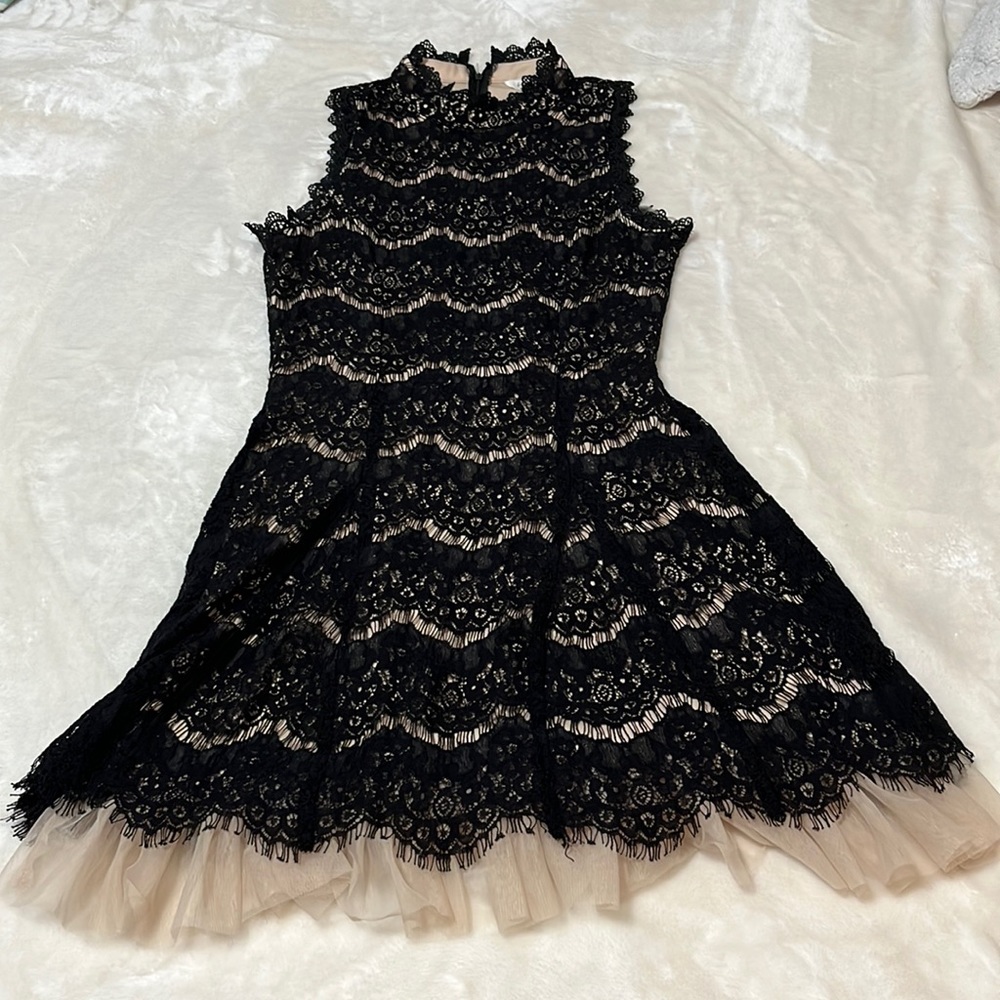 Black & Tan Short Lacy Francesca’s Dress
